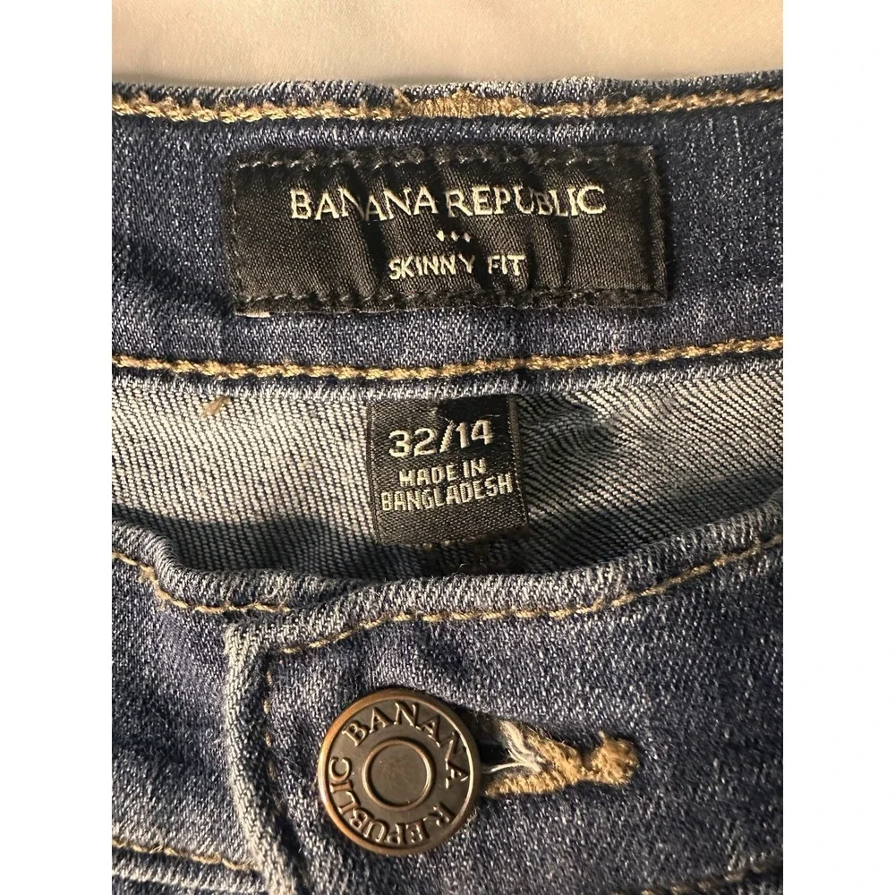Banana Republic Men's Skinny Fit Dark Wash Blue Denim Jeans 5-Pocket Button